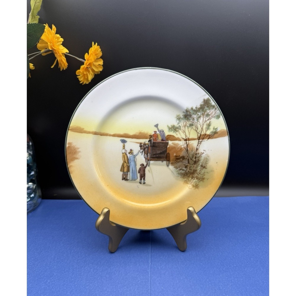 Royal Doulton Old English Coaching Scenes‎ Salad Plate Mail Coach Departure Vtg